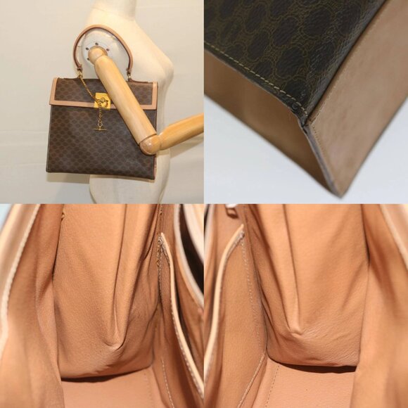 CELINE Macadam Canvas Hand Bag PVC Leather Brown Auth am5411V - Picture 16 of 16